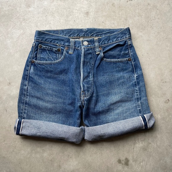 Levi's Pants - Vintage Levis 501 Big E Selvedge Denim Shorts Indigo Hidden Rivet High Waist 27